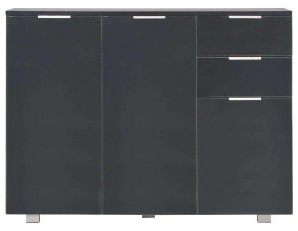 Modern Fekete Magasfényű Tálalószekrény - 107x35x80,5 cm