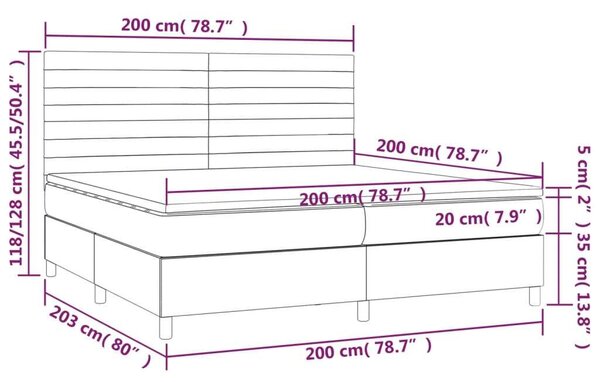 VidaXL Kék Szövet Ágy Matraccal - 200x200 cm