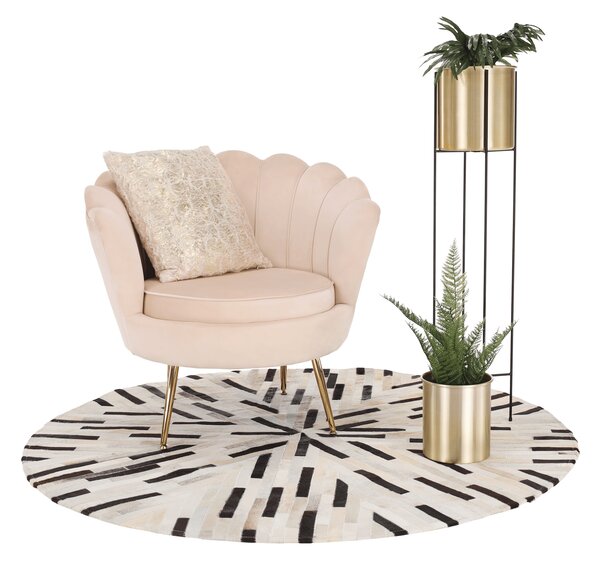 KONDELA Fotel Art-deco stílusban, bézs Velvet anyag/gold chróm-arany, NOBLIN