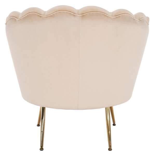 KONDELA Fotel Art-deco stílusban, bézs Velvet anyag/gold chróm-arany, NOBLIN