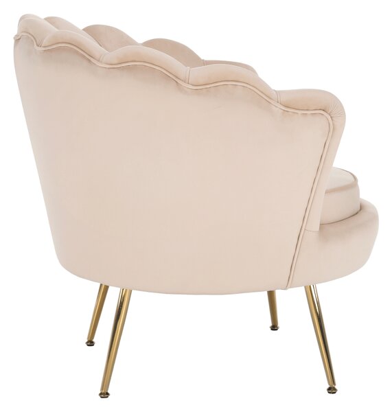 KONDELA Fotel Art-deco stílusban, bézs Velvet anyag/gold chróm-arany, NOBLIN