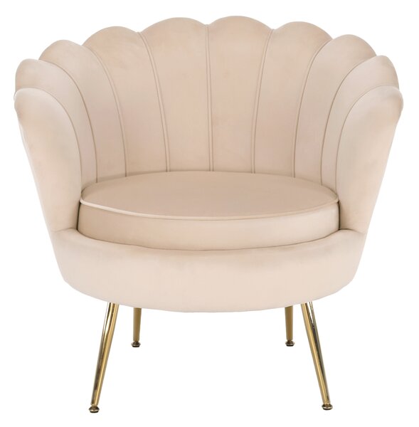 KONDELA Fotel Art-deco stílusban, bézs Velvet anyag/gold chróm-arany, NOBLIN