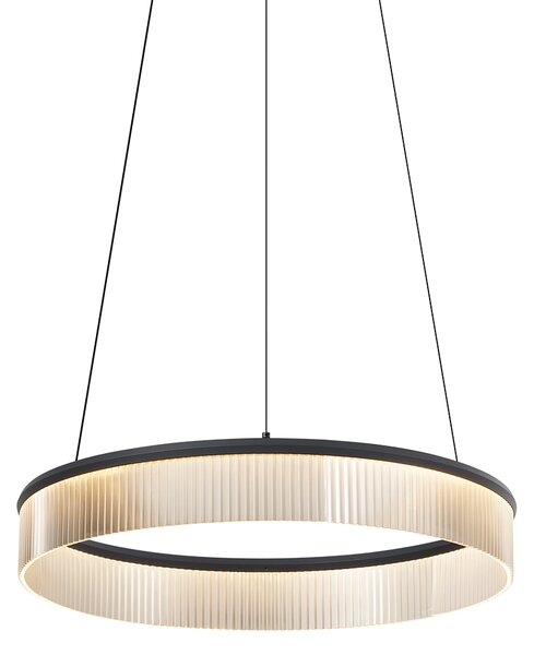 Modern függőlámpa fekete 59cm LED-del, 3 lépésben dimmelhető - Anello csillár