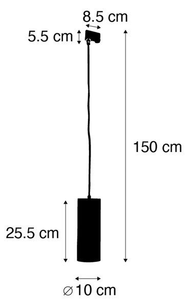 Design függőlámpa fekete 3 fázisú sínadapterrel - 3 fázisú Tubo