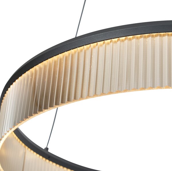 Modern függőlámpa fekete 59cm LED-del, 3 lépésben dimmelhető - Anello csillár
