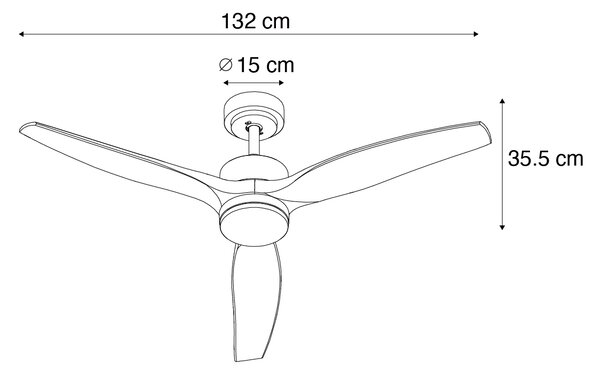 Okos mennyezeti ventilátor fekete fa mintával 132 cm LED-del, fényerőszabályzóval és távirányítóval - Joly