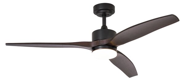 Mennyezeti ventilátor fekete fa mintázattal 132 cm LED-del, fényerőszabályzóval és távirányítóval - Joly