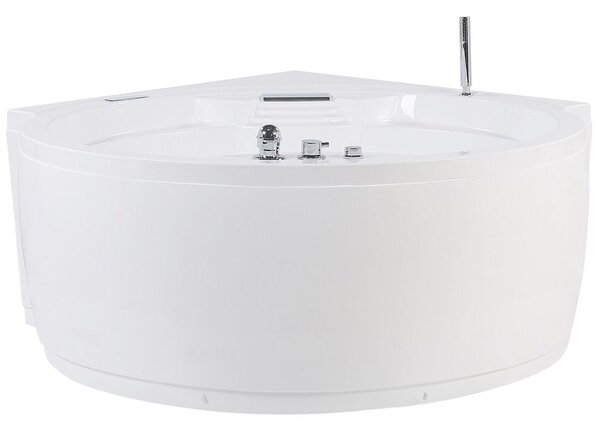 Sarok hidromasszázs kád LED világítással MILANO Beépített Bluetooth Hangszóróval 181 x 150 cm Fehér