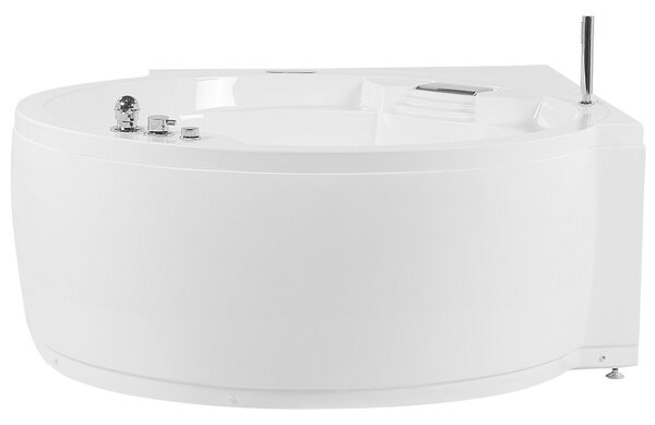 Sarok hidromasszázs kád LED világítással MILANO Beépített Bluetooth Hangszóróval 181 x 150 cm Fehér