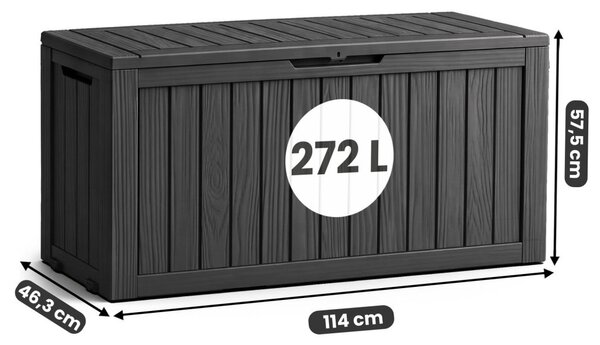 AKORD Kerti Tároló Láda 272 literes Vízálló Fekete UV-szűrős