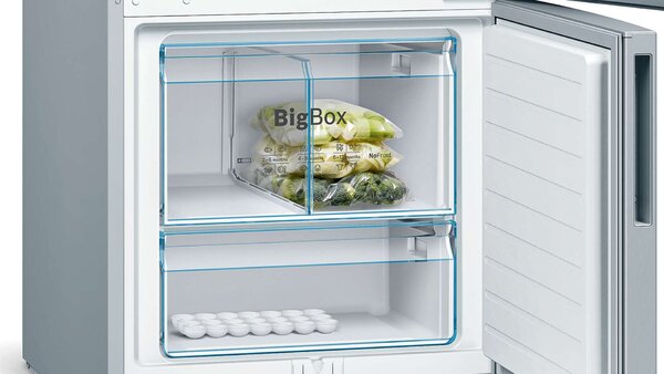 Bosch KGV58VLEAS Alulfagyasztós hűtőszekrény, 500L, M:191cm, LowFrost, VitaFresh fiók, E energiaosztály, Inox