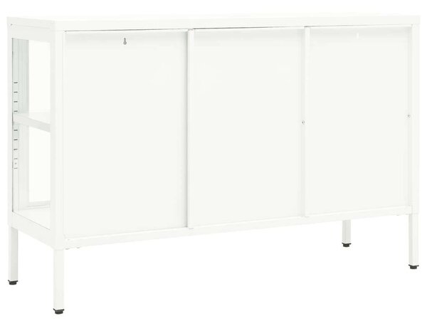 VidaXL Tálalószekrény - Fehér Acél és Üveg - 105x35x70 cm