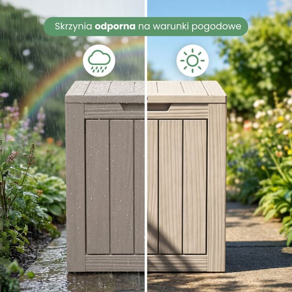 AKORD Furniture Factory Kerti tároló láda 113 l polipropylen szürke UV-szűrős