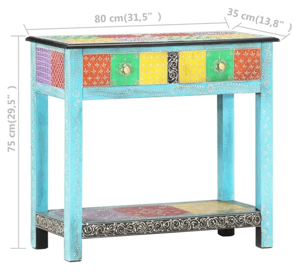 Mangófa Tálalóasztal - Kézzel Festett - 80x35x75 cm