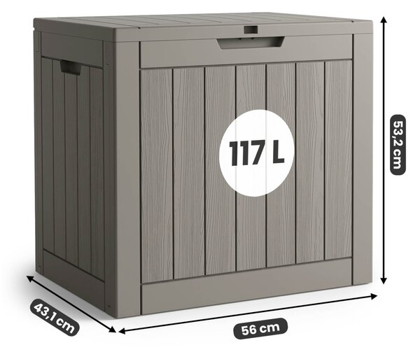 AKORD Furniture Factory Vízálló Kerti Tároló Láda 117 L Polipropylen Szürke UV Szűrős