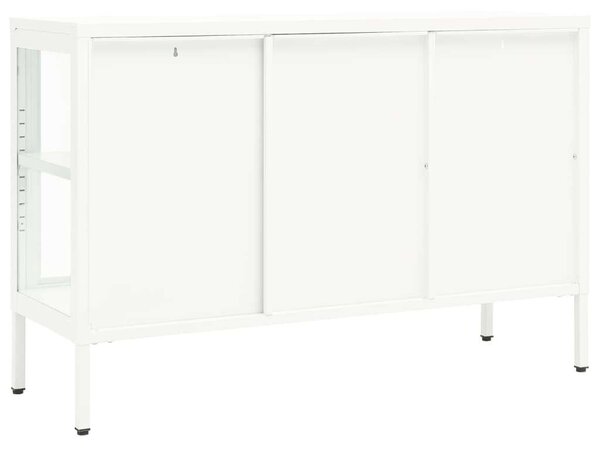 VidaXL Tálalószekrény - Fehér Acél és Üveg - 105x35x70 cm