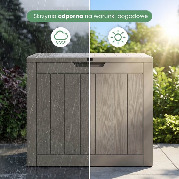 AKORD Furniture Factory Vízálló Kerti Tároló Láda 117 L Polipropylen Szürke UV Szűrős
