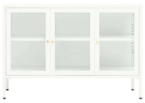 VidaXL Tálalószekrény - Fehér Acél és Üveg - 105x35x70 cm