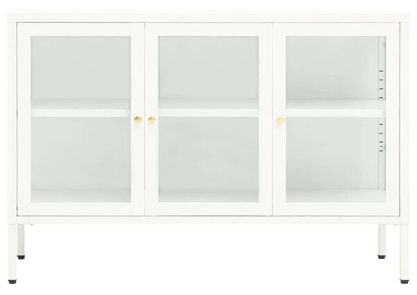 VidaXL Tálalószekrény - Fehér Acél és Üveg - 105x35x70 cm