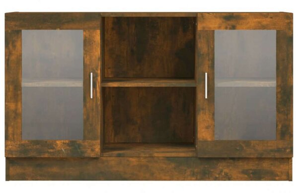 Fa Vitrinszekrény - Füstös Tölgy - 120x30,5x70 cm