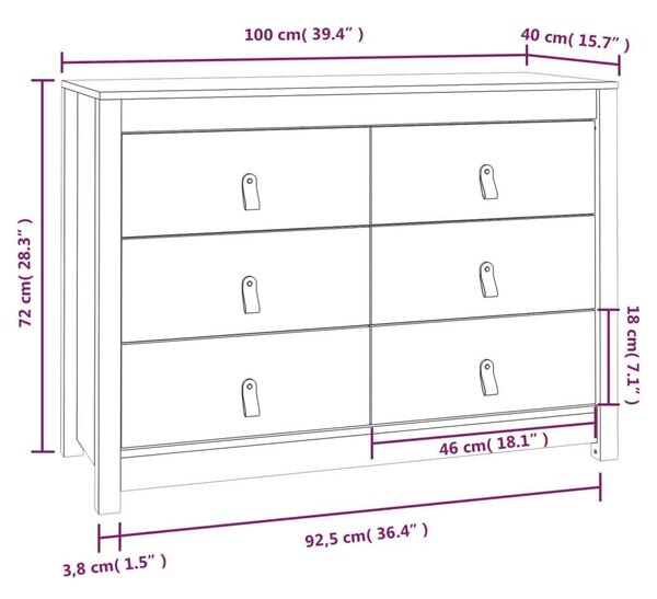 Mézbarna tömör fenyőfa kisszekrény 100 x 40 x 72 cm