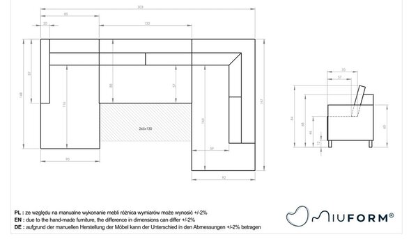 Bézs kordbársony kinyitható sarokkanapé (jobb oldali) Lofty Lilly – Miuform