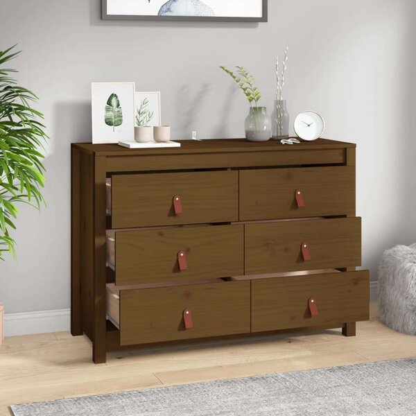 Mézbarna tömör fenyőfa kisszekrény 100 x 40 x 72 cm