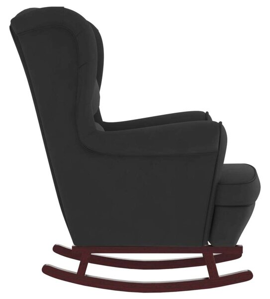 Elegáns Fekete Bársony Hintaszék - 78x93x97 cm