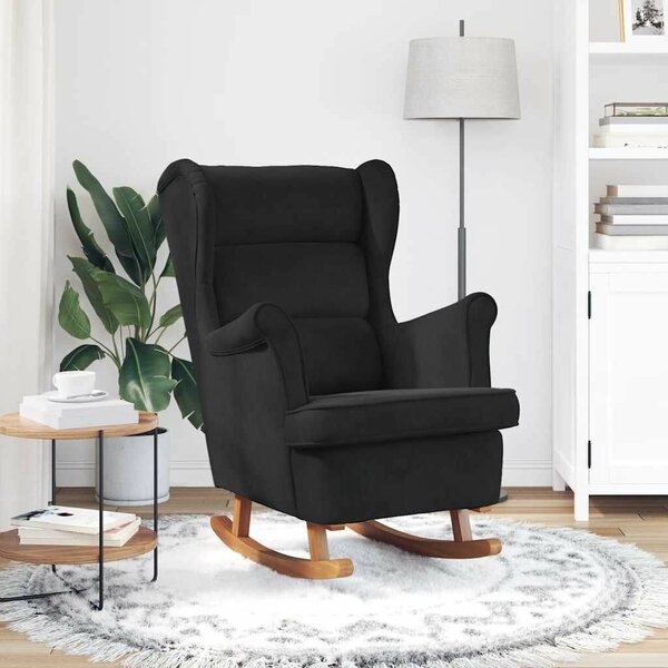 Elegáns Fekete Bársony Hintaszék - 78x93x97 cm