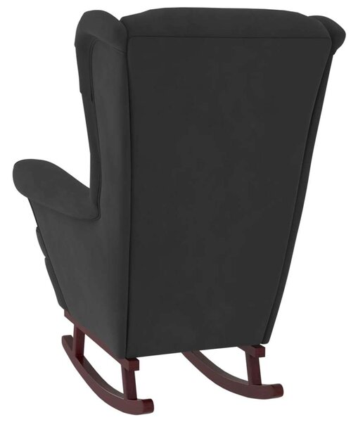 Elegáns Fekete Bársony Hintaszék - 78x93x97 cm