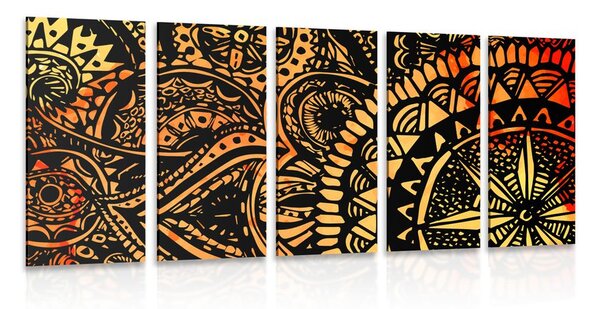 5-részes kép akvarell Mandala