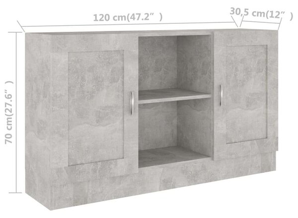 VidaXL Komód - Betonszürke - 120x30,5x70 cm