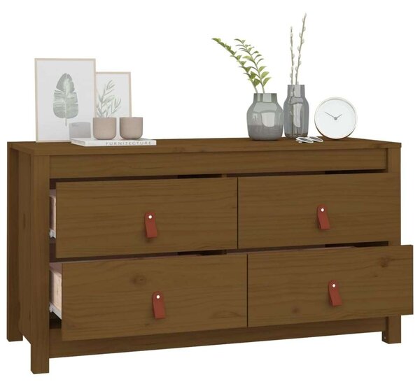 Mézbarna tömör fenyőfa kisszekrény 100x40x54 cm
