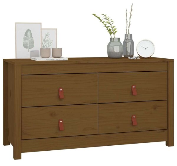 Mézbarna tömör fenyőfa kisszekrény 100x40x54 cm
