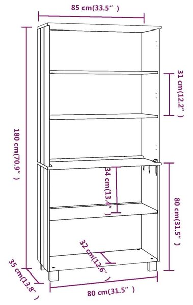 VidaXL HAMAR Tálalószekrény - Fenyőfa - 180cm