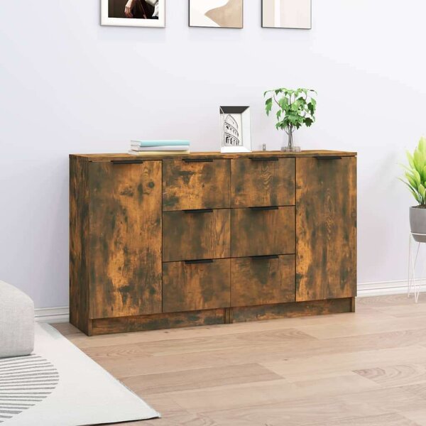 Modern Fa Tálalóasztal - Füstös Tölgy - 60x30x70 cm - 2 db