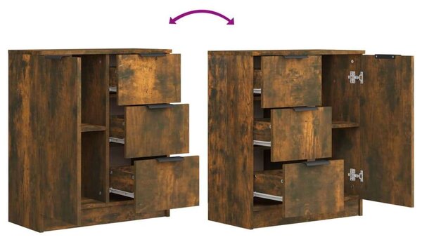 Modern Fa Tálalóasztal - Füstös Tölgy - 60x30x70 cm - 2 db
