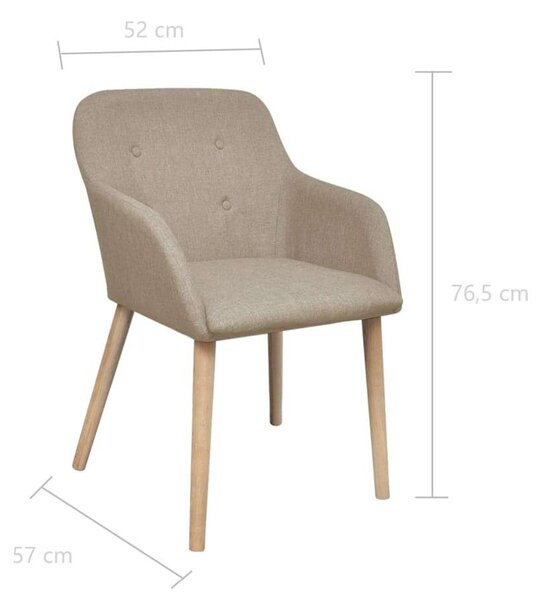 Elegáns Bézs Szövet Étkezőszék - 6 db - Tömör Tölgyfa