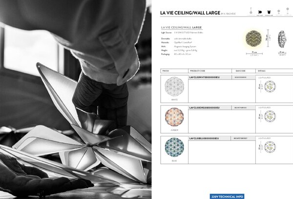 Slamp La Vie L mennyezeti világítás, szélesség 71 cm, fehér, dimmelhető, Fehér / opál, Nappali / Étkező, Műanyag, Dizájn