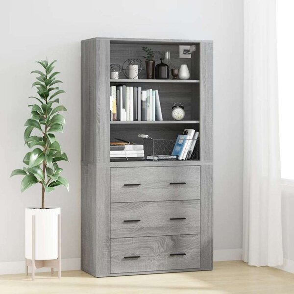 VidaXL Sonoma Szürke Fa Magasszekrény - 80x33x150cm