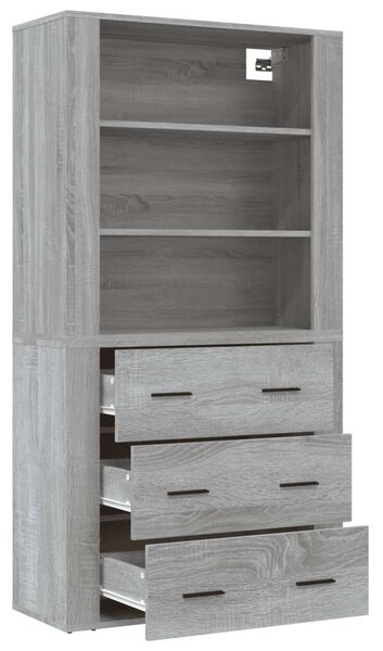 VidaXL Sonoma Szürke Fa Magasszekrény - 80x33x150cm