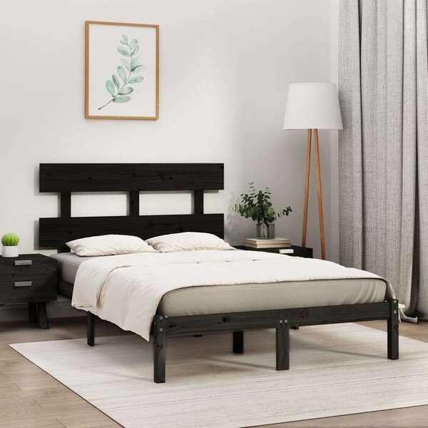 VidaXL Fekete Tömörfa Ágykeret - 200x200 cm