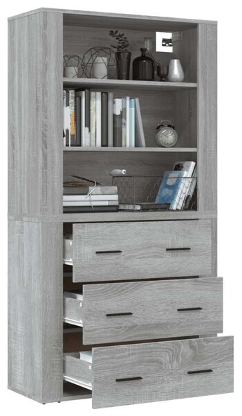 VidaXL Sonoma Szürke Fa Magasszekrény - 80x33x150cm