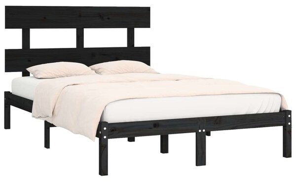 VidaXL Fekete Tömörfa Ágykeret - 200x200 cm