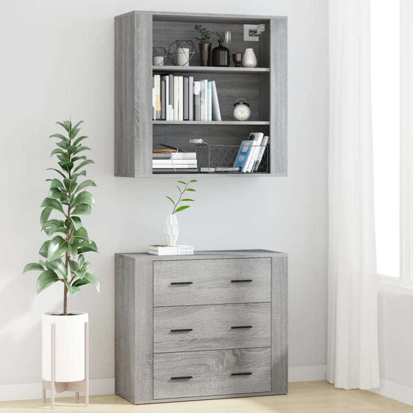 VidaXL Sonoma Szürke Fa Magasszekrény - 80x33x150cm