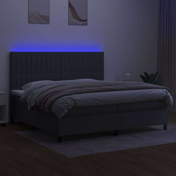 VidaXL LED-es Ágy - Rugós - Sötétszürke - 200x200 cm
