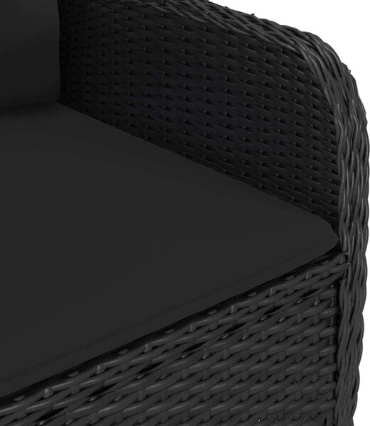 VidaXL 3 részes fekete polyrattan és üveg kerti bisztrószett