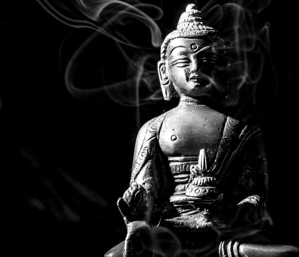 Kép Buddha szobor fekete fehérben