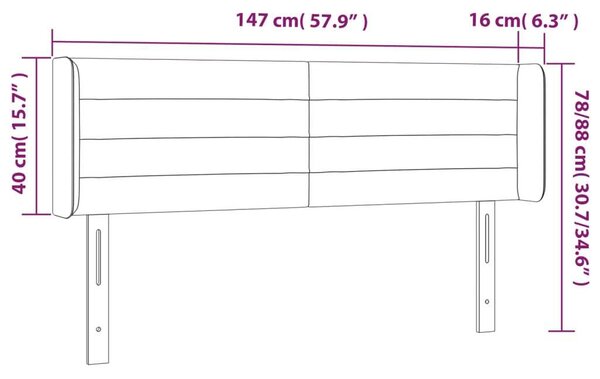 VidaXL kék szövet LED-es fejtámla 147 x 16 x 78/88 cm