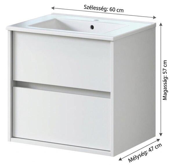 RODO fürdőszoba mosdószekrény + mosdó 60 cm matt fehér (összeszerelve)